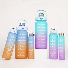 3pcs Frosted Gradient Water Bottle Set Portable Sports Bottle Large Capacity