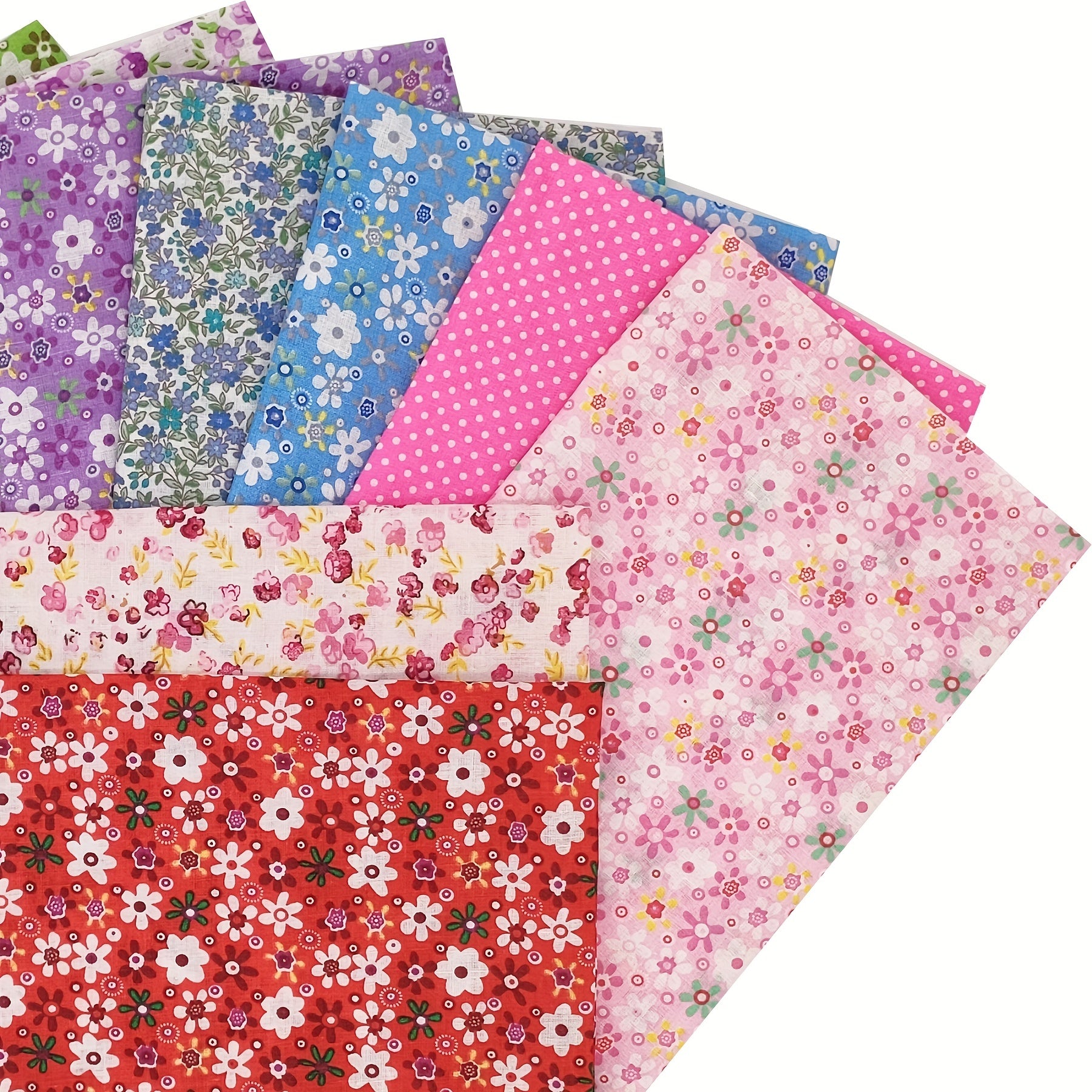 12pcs Rainbow Series Cotton Patchwork Fabric Flowers Precut Different Pattern