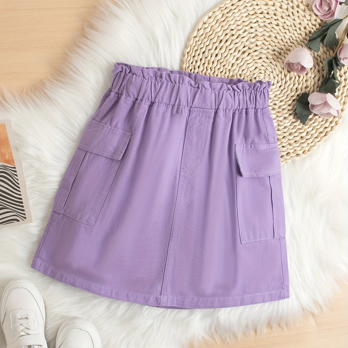 Girls Casual Cotton Skirts with Pockets