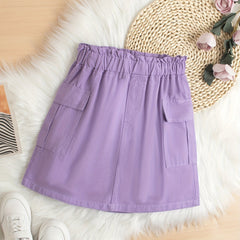Girls Casual Cotton Skirts with Pockets