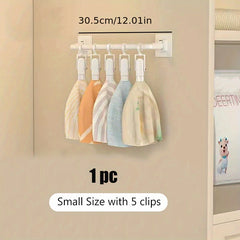 Kids Wardrobe Hanging Rod Stick Wall Storage Hanging Rack With Clip