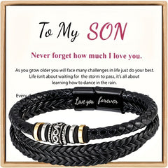Inspirational Leather Bracelet for Son/Grandson - Always With You