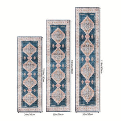 Geometric Pattern Washable Runner Rug Non Slip Vintage Print Rugs