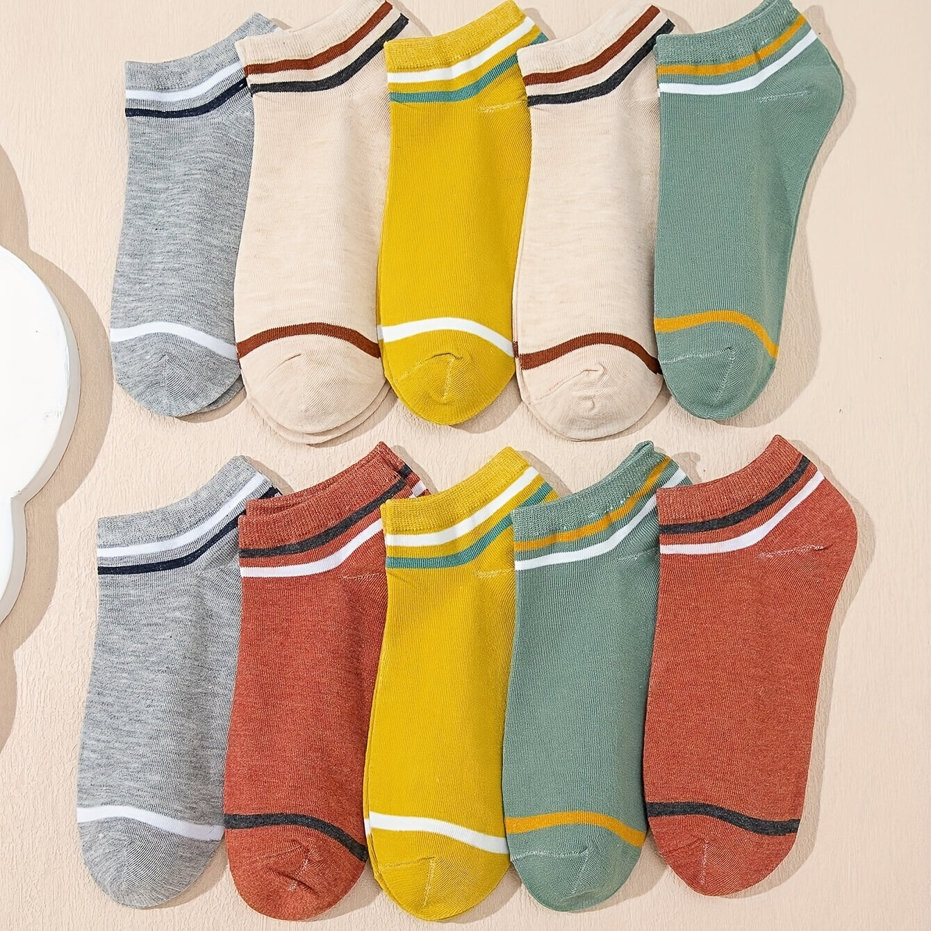 10 Pairs Girls Striped Ankle Socks for Kids