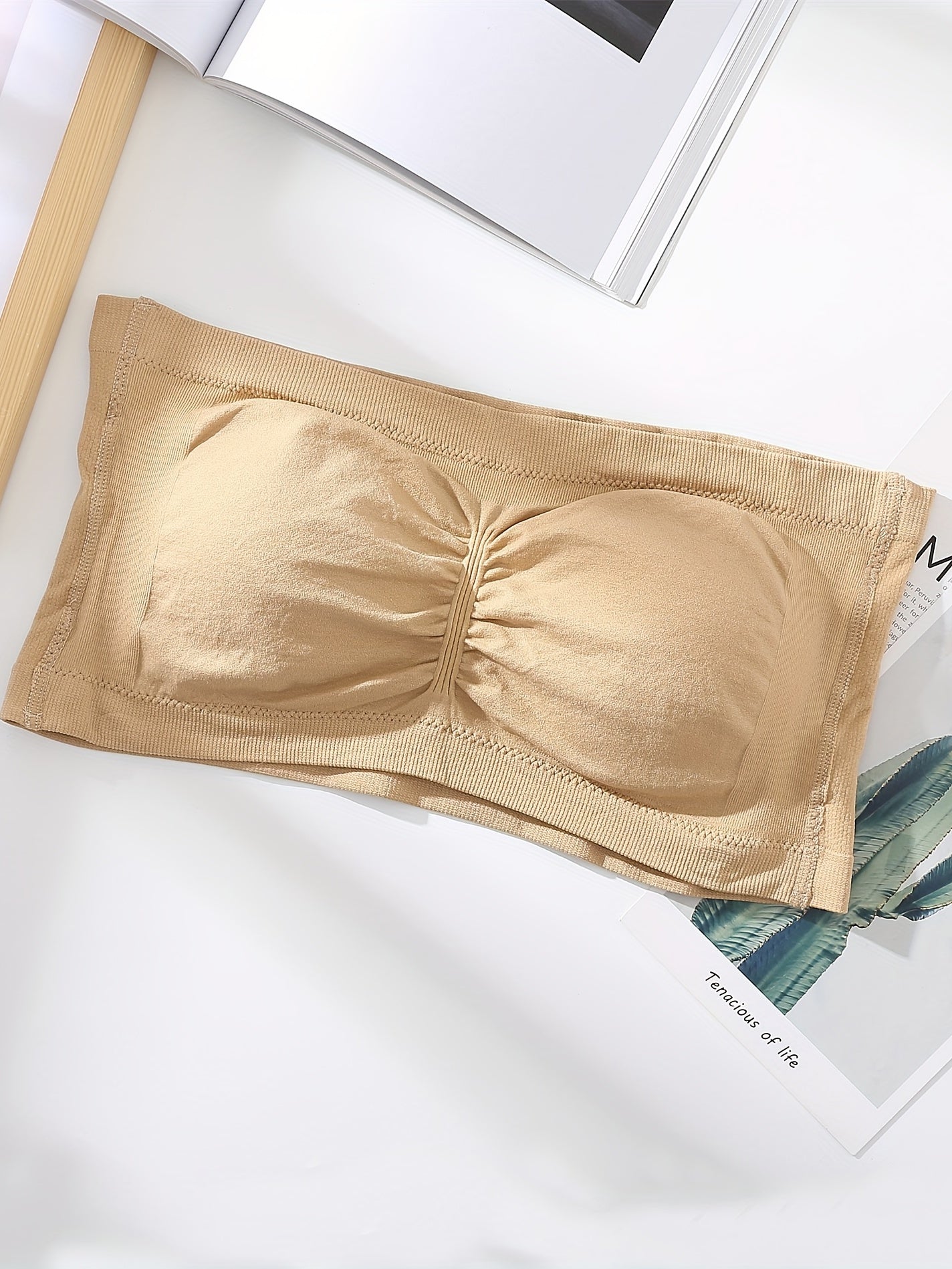 2 Pack Plus Size Tube Bra Set Women's Solid Wireless Removable Pad