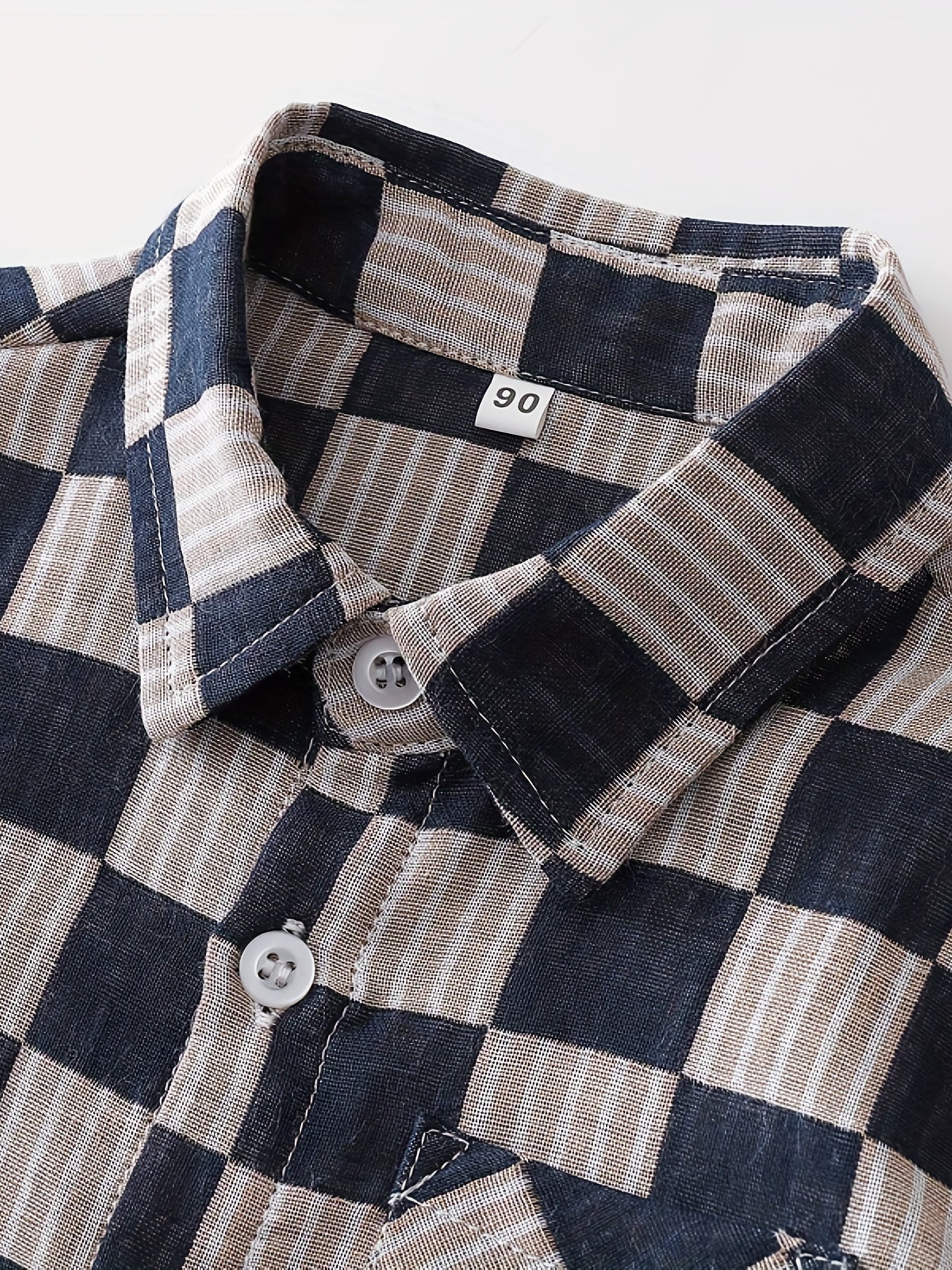 Boys Checkered Outfit Short Sleeves Shirt & Shorts Set
