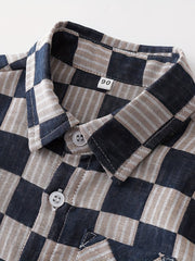 Boys Checkered Outfit Short Sleeves Shirt & Shorts Set