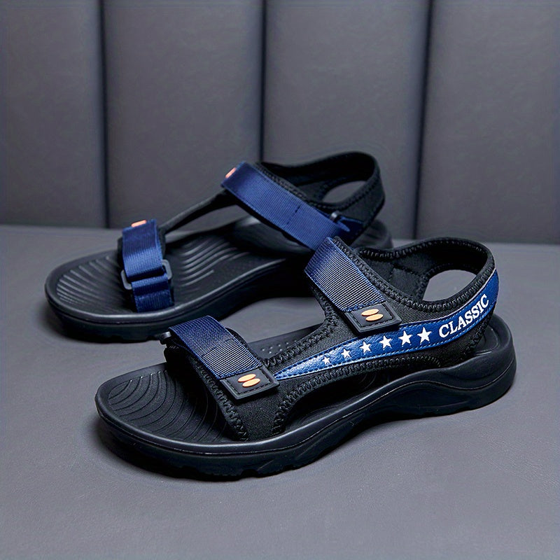 Men's Open Toe Hook And Loop Sandals Non Slip Comfortable Beach Shoes