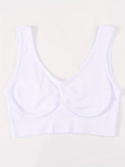 3pcs Solid Tank Tops Wide Straps Sports Top Women's Lingerie
