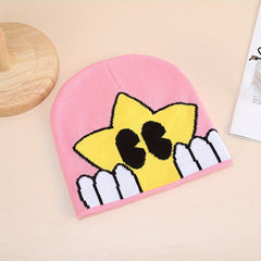 Fashionable Ear Protection Sport Knit Beanie Hat with Star Print