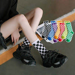 Plaid Print Socks Breathable All-match Stockings Women's Hosiery