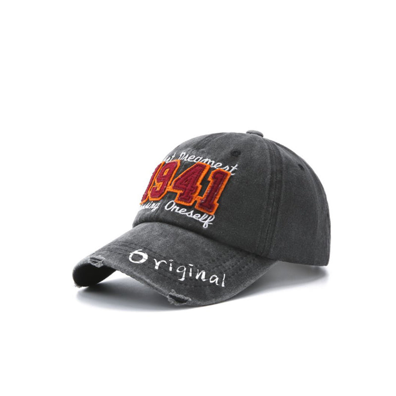 Unisex Distressed Washed Fitted Cap Adjustable Ripped Hat