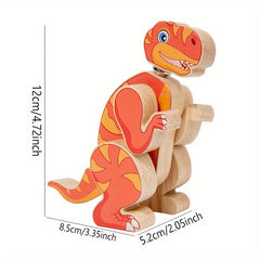 Wooden Dinosaur Building Blocks Toy for Ages 6-12
