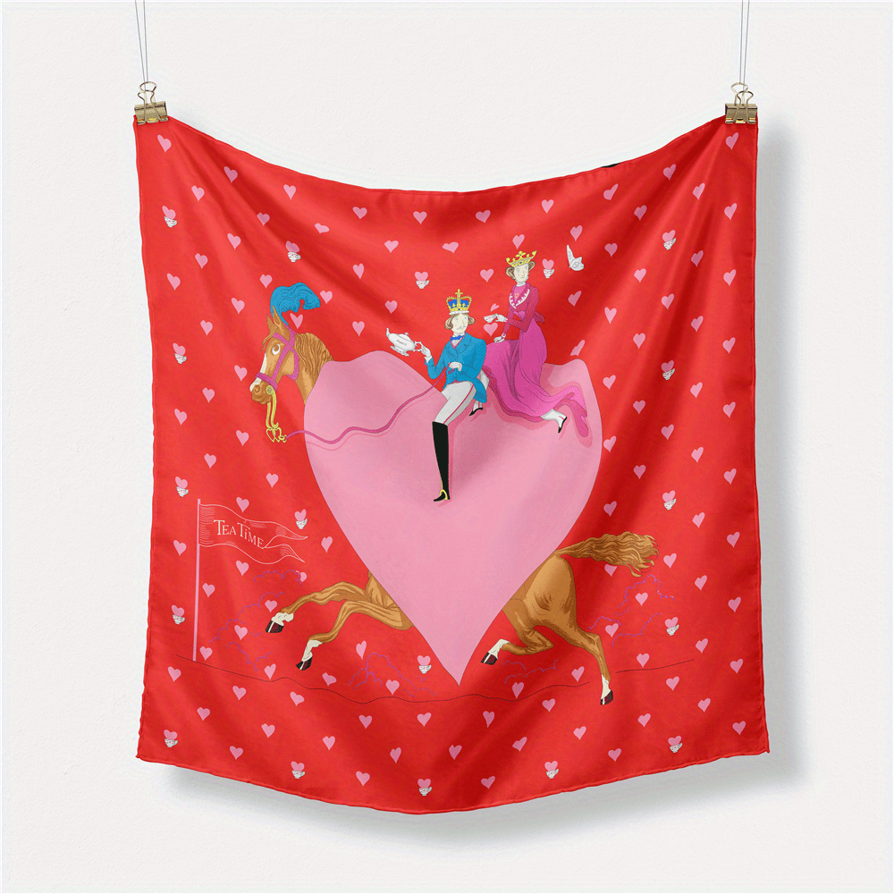 Boho Vintage Cartoon Horse Print Bandana Square Scarf Head Wrap
