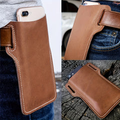 Men's Faux Leather Waist Bag Phone Case for Outdoor Sports