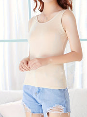 4pcs Solid Tank Tops Crew Neck Sleeveless Women's Lingerie