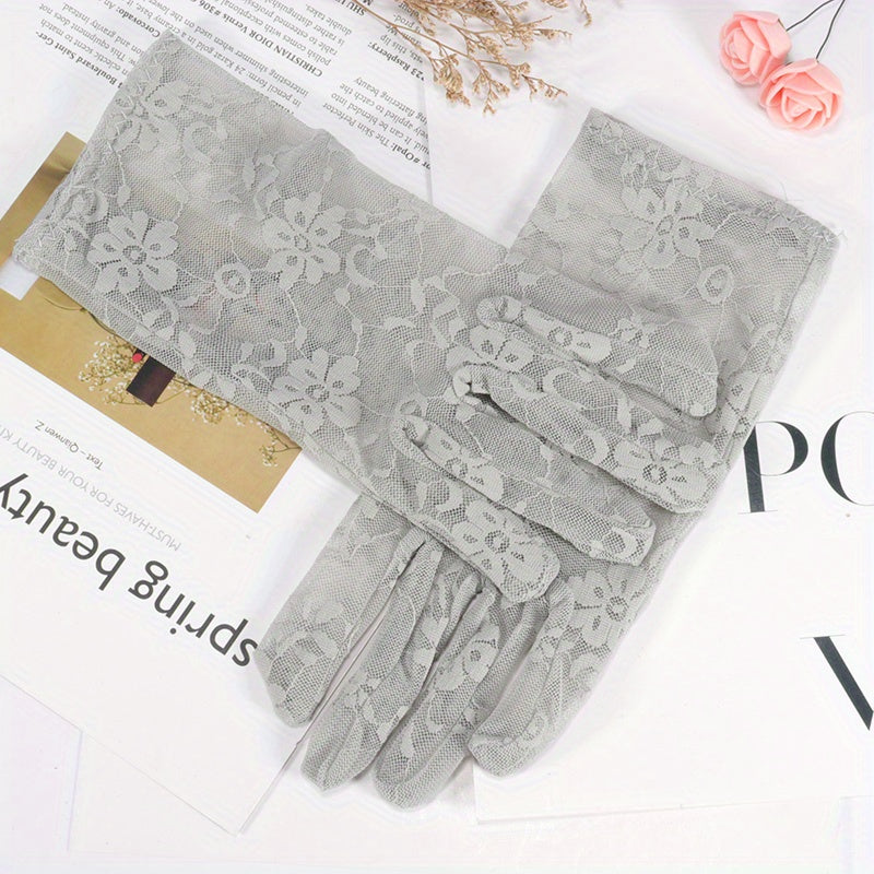 Sunscreen Lace Gloves Women Outdoor Cycling Ice Gloves Summer Driving
