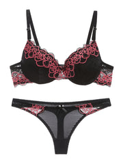 Embroidered Lace Push Up Bra & Panties Set