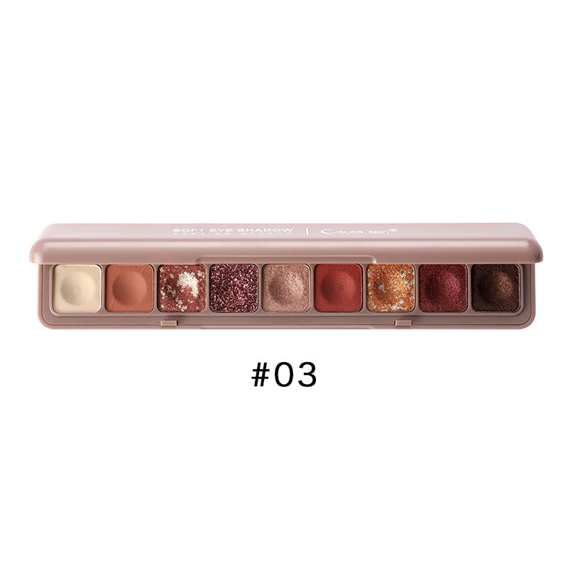9-Color Waterproof Eyeshadow Palette with Shimmer Pearly Matte Glitter Textures