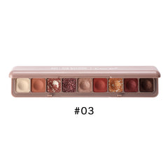 9-Color Waterproof Eyeshadow Palette with Shimmer Pearly Matte Glitter Textures