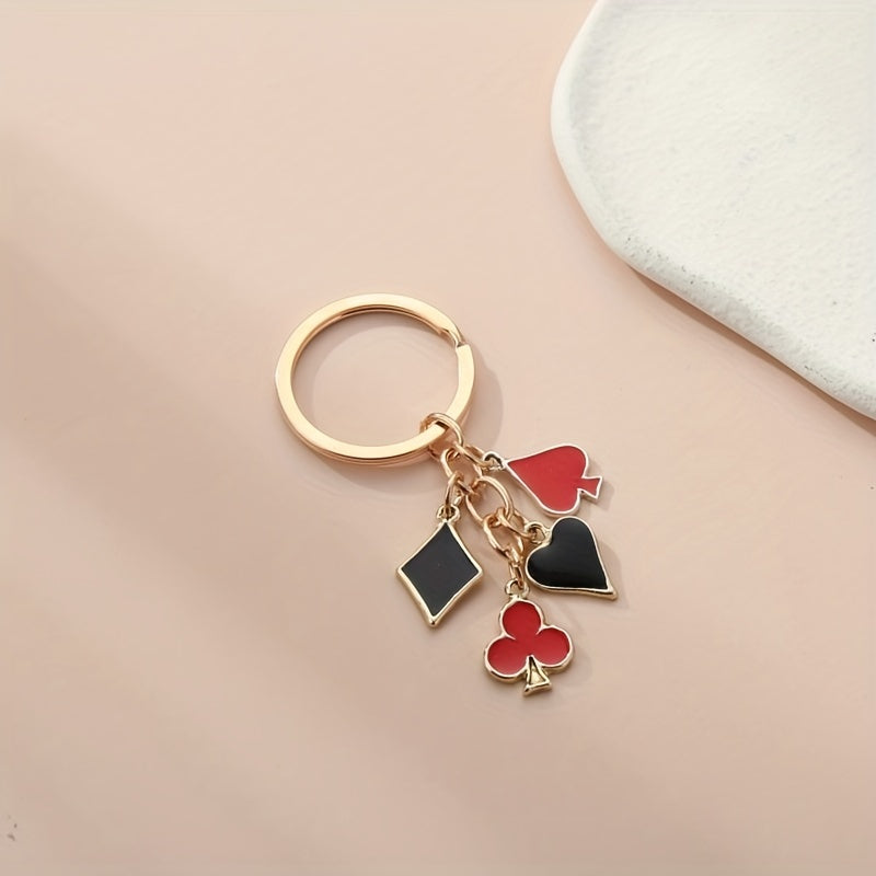 Heart Spade Enamel Keychain Bag Charm Women Girls Gift