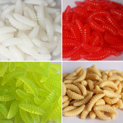 50pcs Artificial Fishing Bait Soft Mealworm Soft Maggot Five Colors