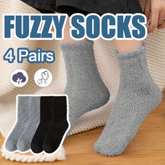 4 Pairs Soft Fuzzy Slipper Socks Winter Cozy Warm Sleeping Socks