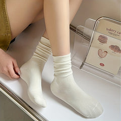 3 Pairs Solid Crew Socks Comfortable & Breathable Mid Tube Women's Stockings