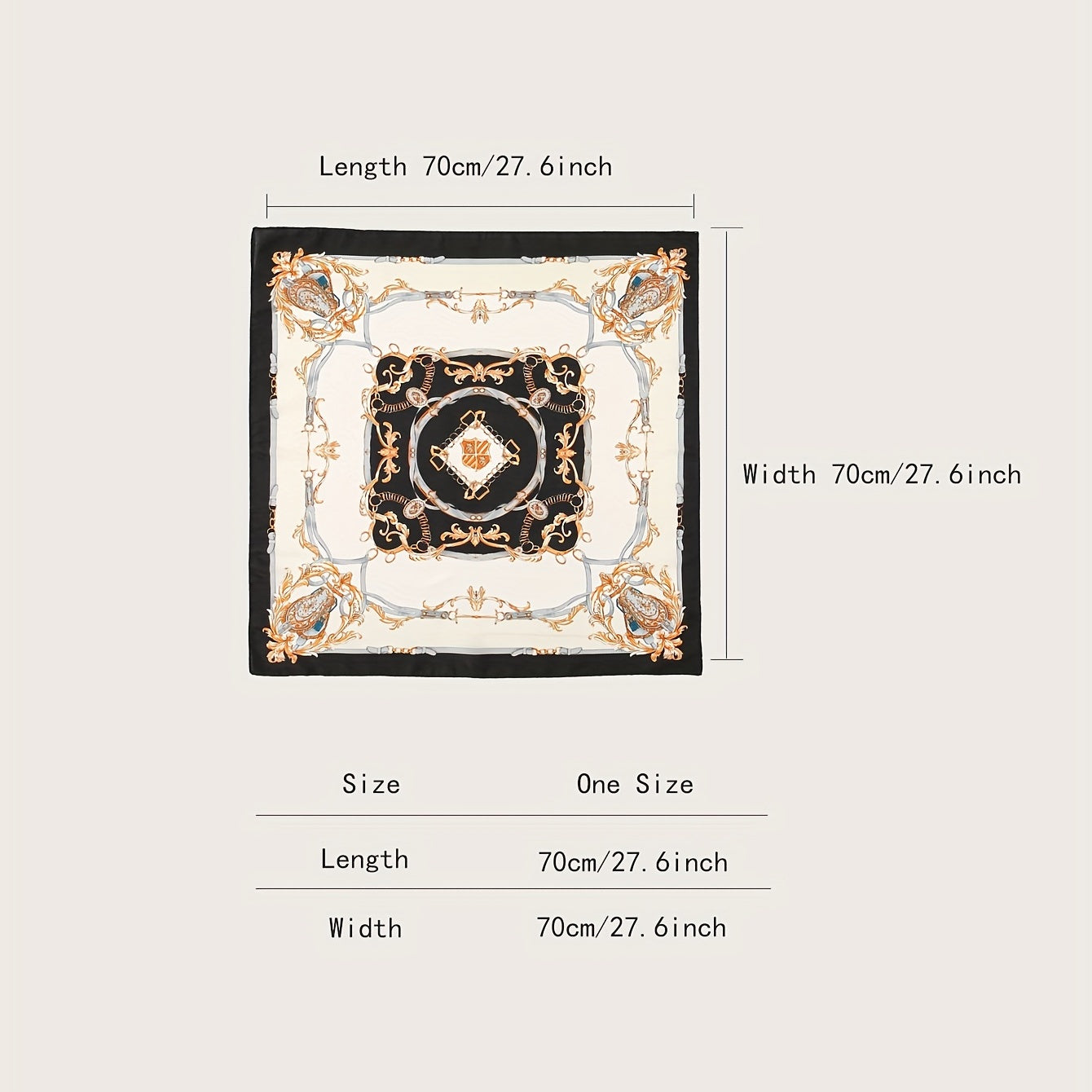Classic Chain Print Bandana Boho Square Scarf Satin Neckerchief Women Head Wrap