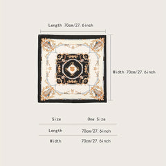 Classic Chain Print Bandana Boho Square Scarf Satin Neckerchief Women Head Wrap
