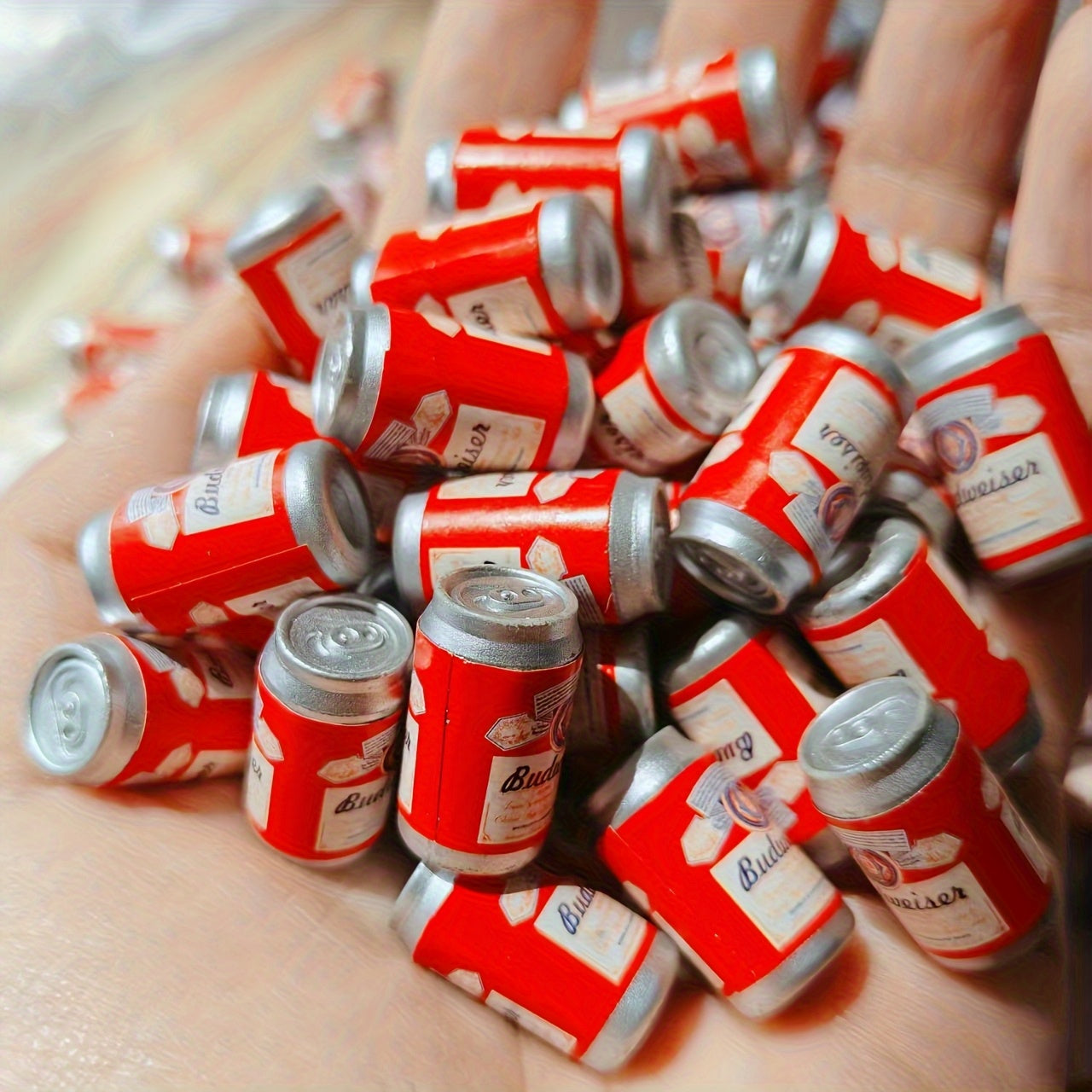 Set of 5 Mini Beer Can Accessories for Dollhouse in Various Colors