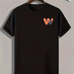 Letter W Print Men's T-shirt Casual Comfy Tees For Summer