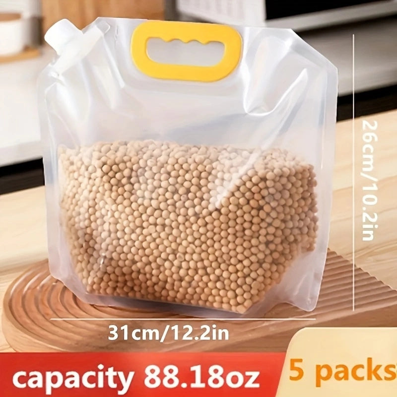 5pcs Food Storage Bag With Spout Sealed Moisture Proof Nozzle Stand Up Pouch