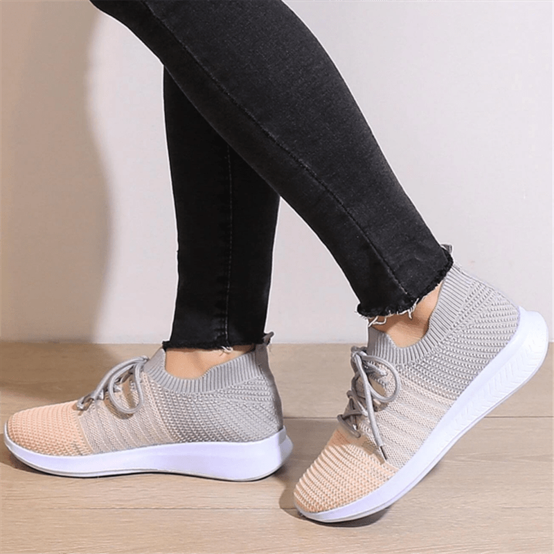 Women's Knitted Sports Shoes Breathable Non Slip Low Top Sneakers