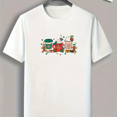 Christmas Drinks Pattern Print Men's Comfy Sports T-shirt