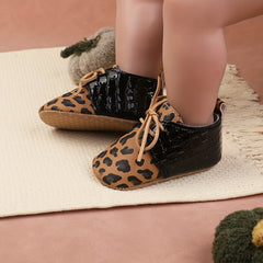 Leopard Print Lace Up Sneakers for Baby Girls