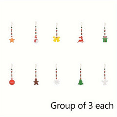 3pcs Christmas Beaded Garland Wooden Deer Snowman Pendant