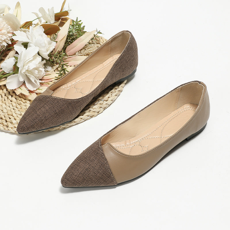 Women's Pointed Toe Ballet Flats Soft Sole Slip On Work Shoes