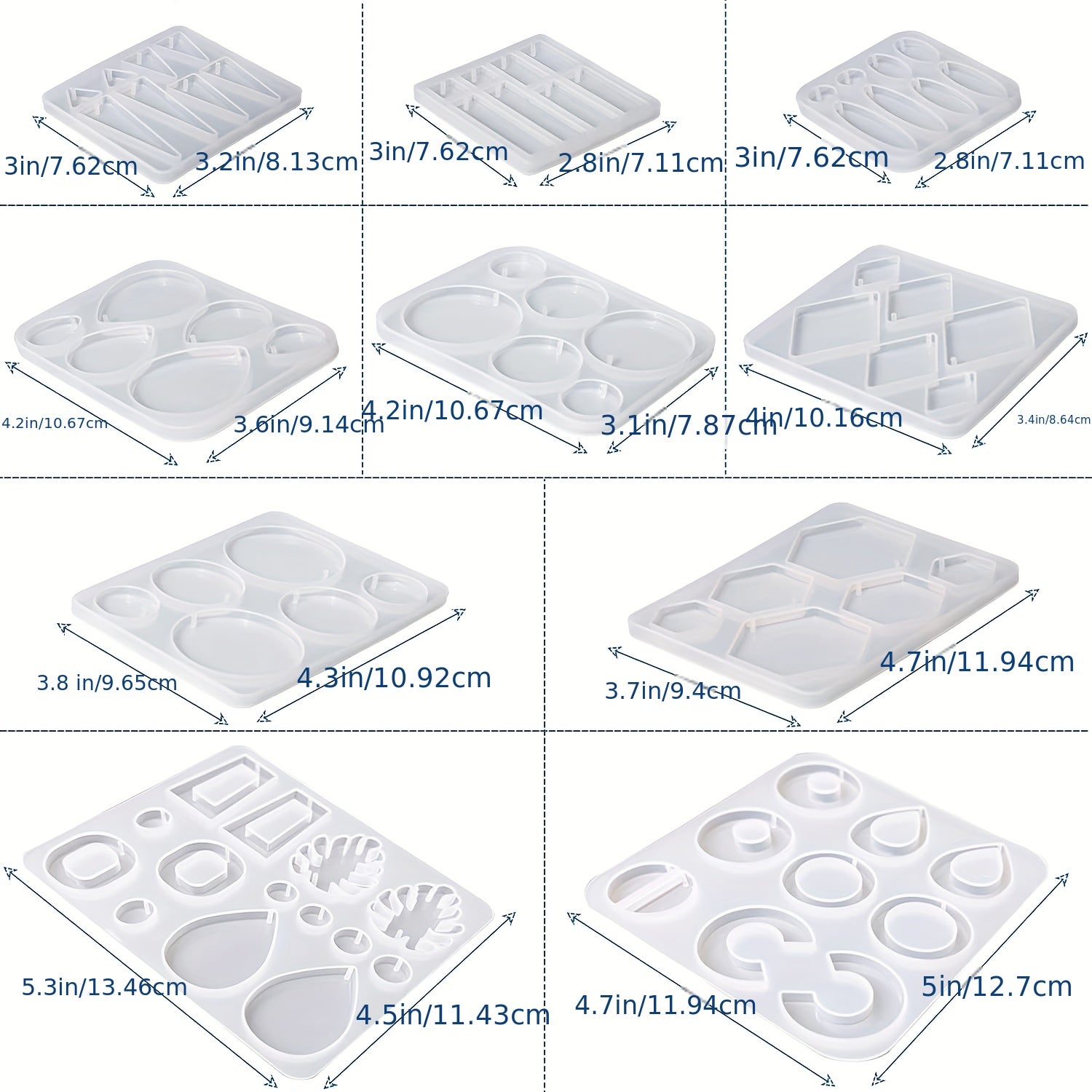 10pcs Resin Earring Pendants Silicone Mold Set For Epoxy Resin Jewelry Making