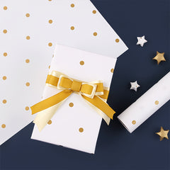 Golden Striped Polka Dot Gift Wrapping Tissue Paper Background