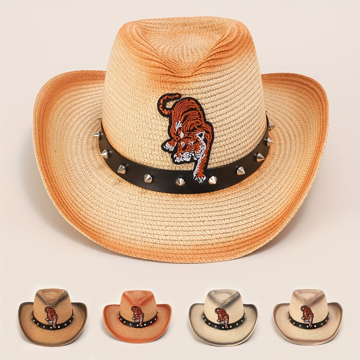 Gradient Jazz Cowboy Straw Hat Outdoor Fishing Sun Hat Men's Beach Hat