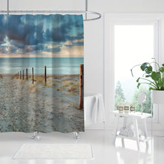 Extra Long Ocean Beach Shower Curtain with 12pcs Hooks