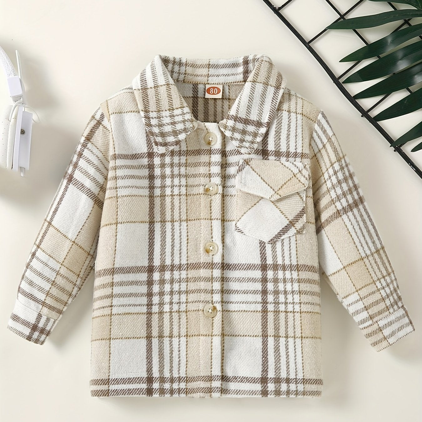 Toddler Baby Plaid Flannel Long Sleeve Button Down Shacket Coat