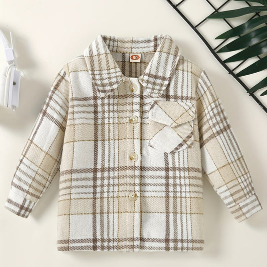 Toddler Baby Plaid Flannel Long Sleeve Button Down Shacket Coat