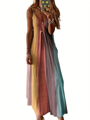 Colorblock V Neck Maxi Cami Dress