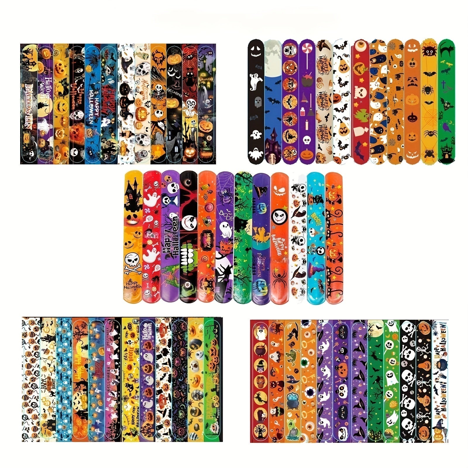 24PCS Halloween Slap Bracelets Spooky Party Wristbands Trick or Treat