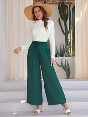 Solid Wide Leg Pants Paper Bag Waist Casual Women's Clothing