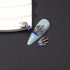 10pcs Halloween Skeleton Rhinestone Nail Charms Set
