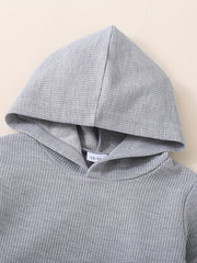 Boys Waffle Hoodie & Pants Set Casual Sports Outfit