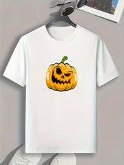 Halloween Pumpkin Print Men's Tee Casual Comfy Shirt